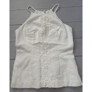 Lilly Pulitzer Annabelle Shirt White Halter Top Crochet Sz 6 Resort EUC
